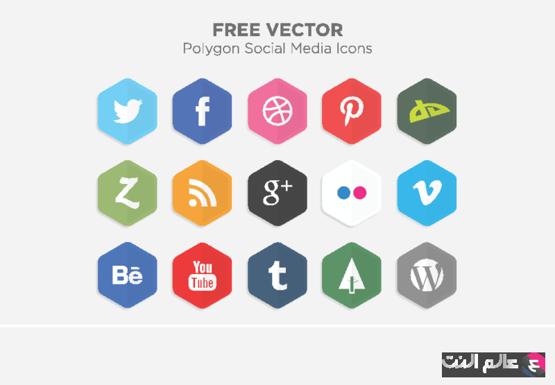 رموز شبكات التواصل الاجتماعي مضلعة